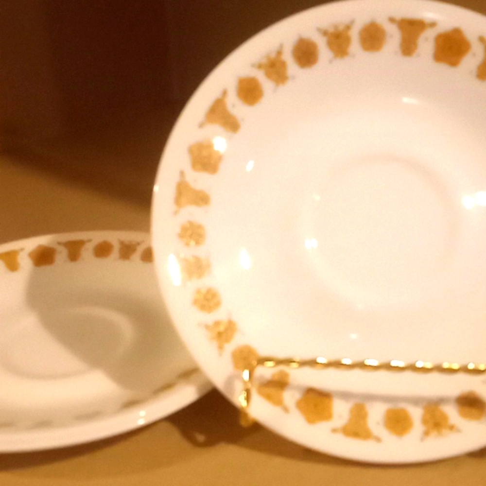 VTG-  Corelle Vitrelle Butterfly Gold Saucer Bundle-3- 6.25" Plates